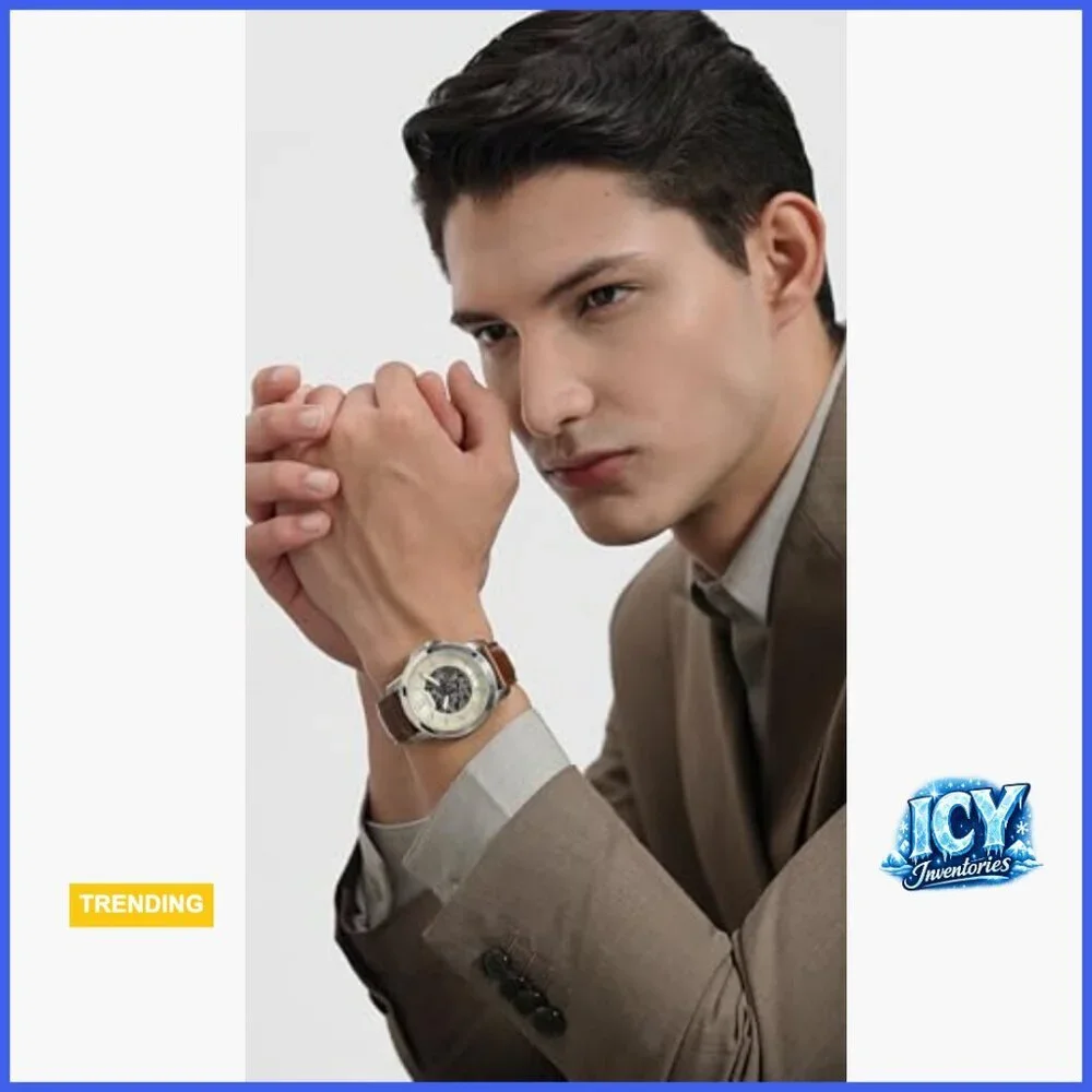 Stainless Steel and Leather Chronograph Watch with Automatic Movement